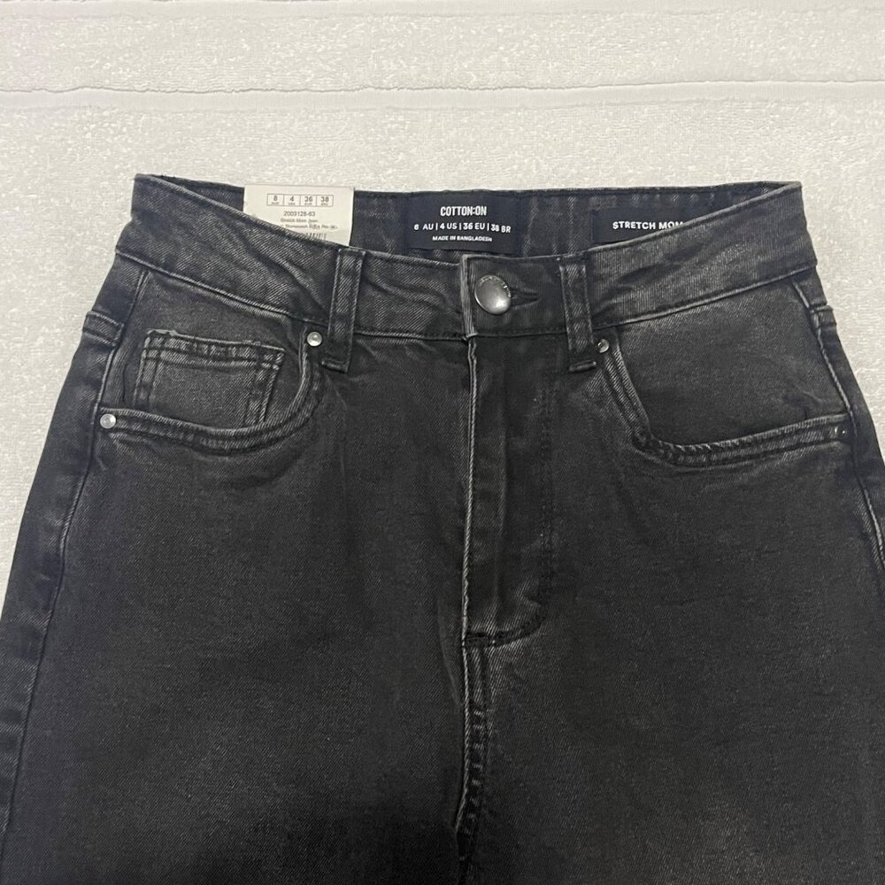 Cotton On Women's Stretch Mom Jeans - Charcoal, Size 4, New - Picture 7 of 12